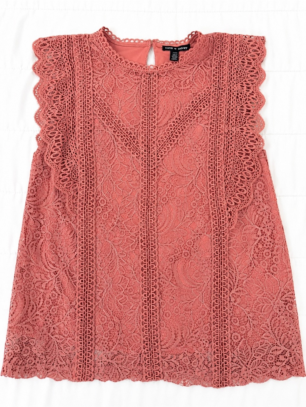 Cable & Gauge Dusty Rose Lace Blouse Size Large